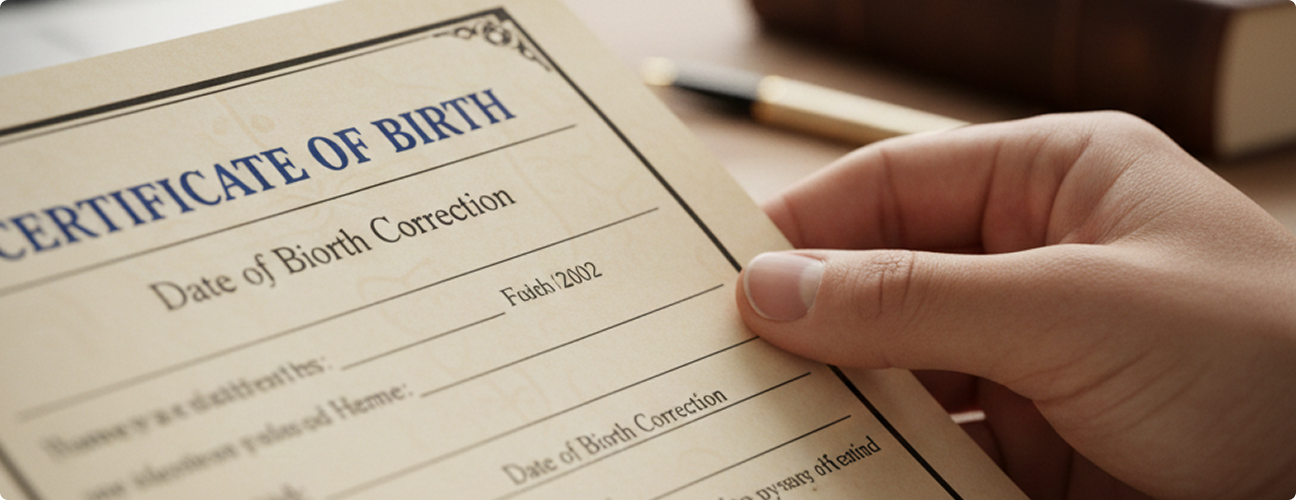 Certificate of Birth — date of birth correction