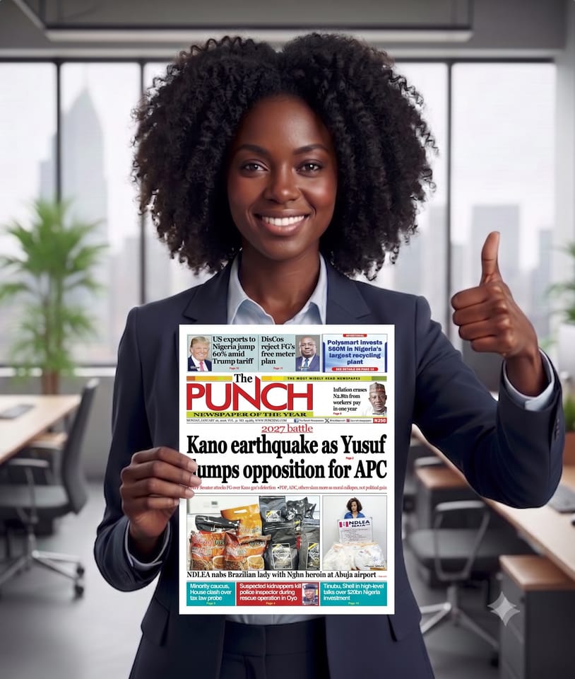 Professional holding published newspaper confirmation